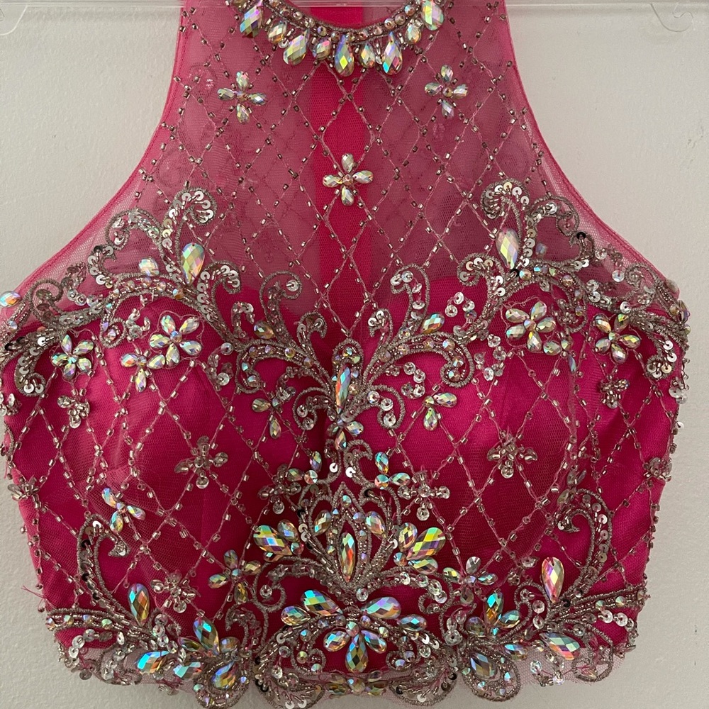 Hot Pink two-piece prom dresss